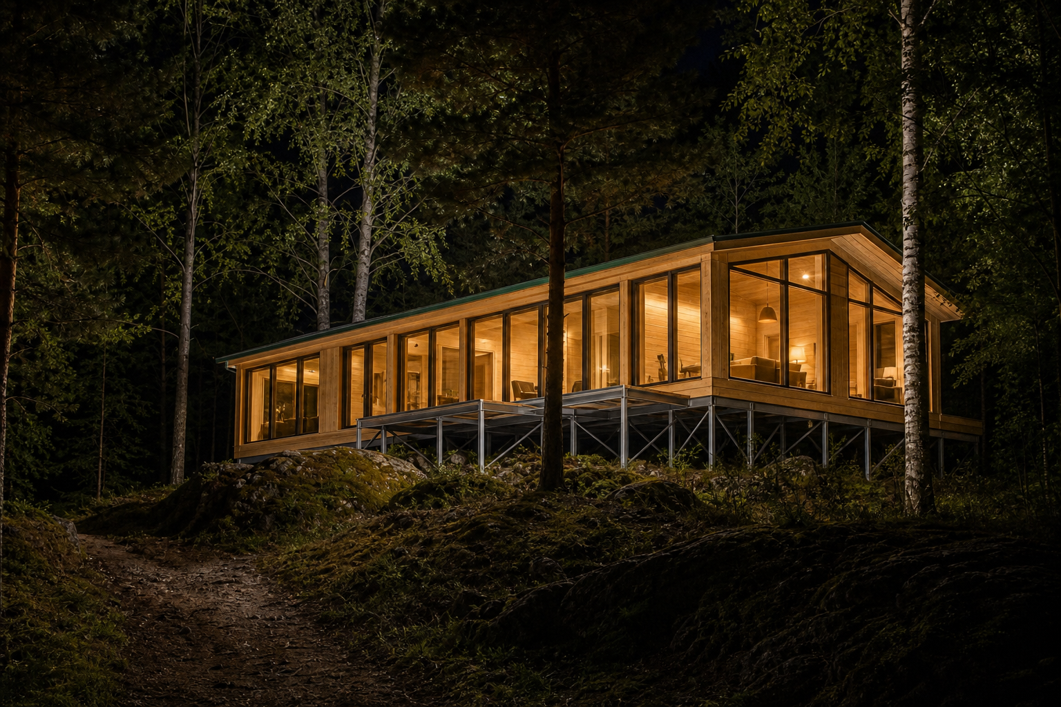Фасад Villa Ladoga на металлоподиуме